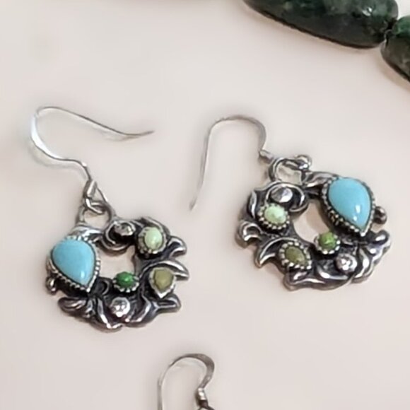 Studio Barse Cabochon Inlay Dangle Hoops - Picture 3 of 7